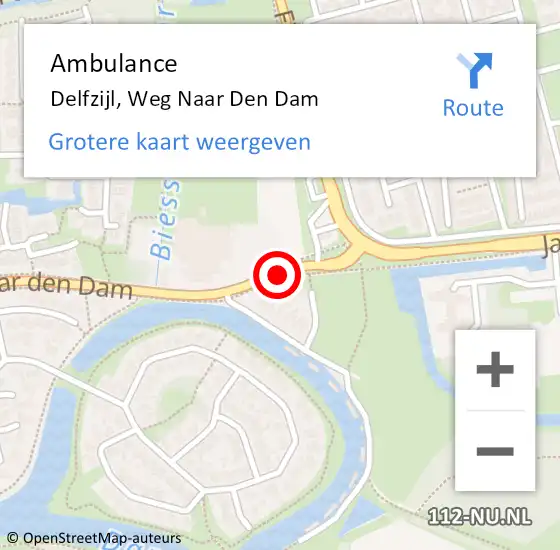 Locatie op kaart van de 112 melding: Ambulance Delfzijl, Weg Naar Den Dam op 23 september 2016 13:16