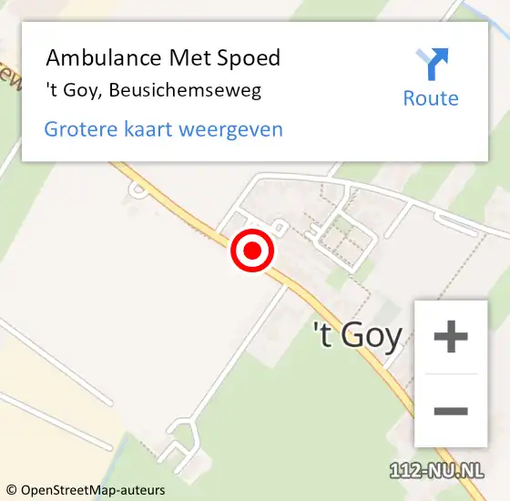 Locatie op kaart van de 112 melding: Ambulance Met Spoed Naar 't Goy, Beusichemseweg op 23 september 2016 13:42