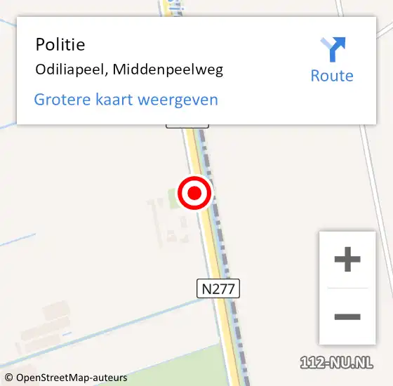 Locatie op kaart van de 112 melding: Politie Odiliapeel, Middenpeelweg op 23 september 2016 13:57