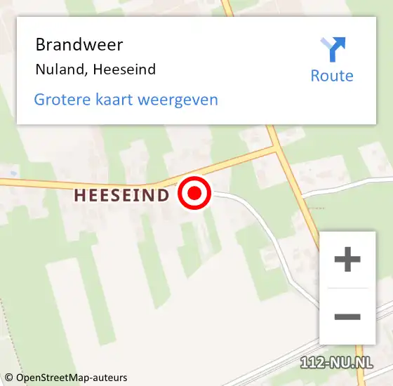 Locatie op kaart van de 112 melding: Brandweer Nuland, Heeseind op 28 december 2013 09:27