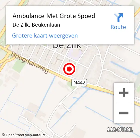 Locatie op kaart van de 112 melding: Ambulance Met Grote Spoed Naar De Zilk, Beukenlaan op 23 september 2016 14:05