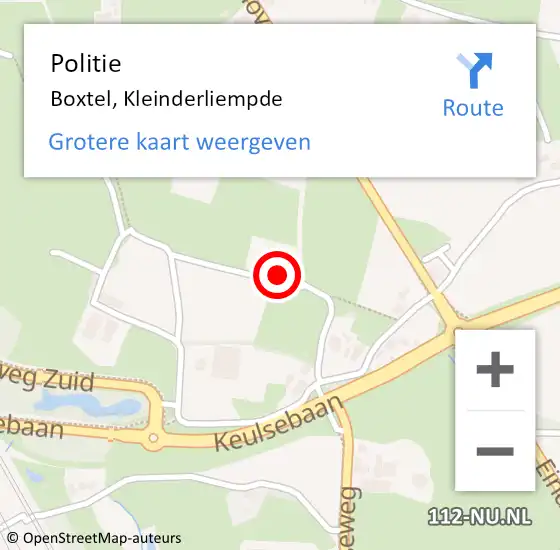 Locatie op kaart van de 112 melding: Politie Boxtel, Kleinderliempde op 23 september 2016 14:58