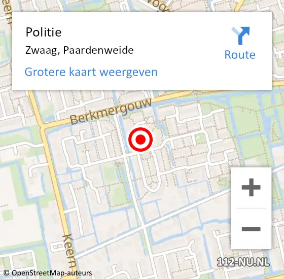 Locatie op kaart van de 112 melding: Politie Zwaag, Paardenweide op 23 september 2016 14:58