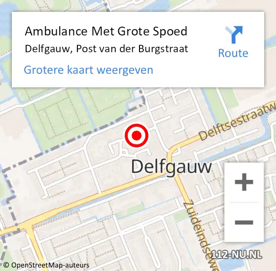 Locatie op kaart van de 112 melding: Ambulance Met Grote Spoed Naar Delfgauw, Post van der Burgstraat op 23 september 2016 15:00