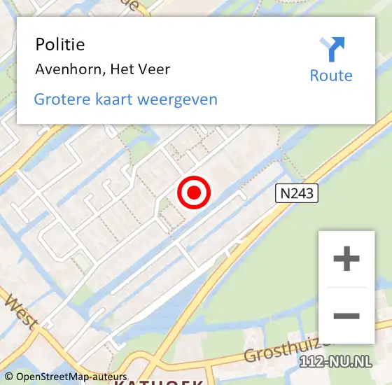 Locatie op kaart van de 112 melding: Politie Avenhorn, Het Veer op 23 september 2016 15:22