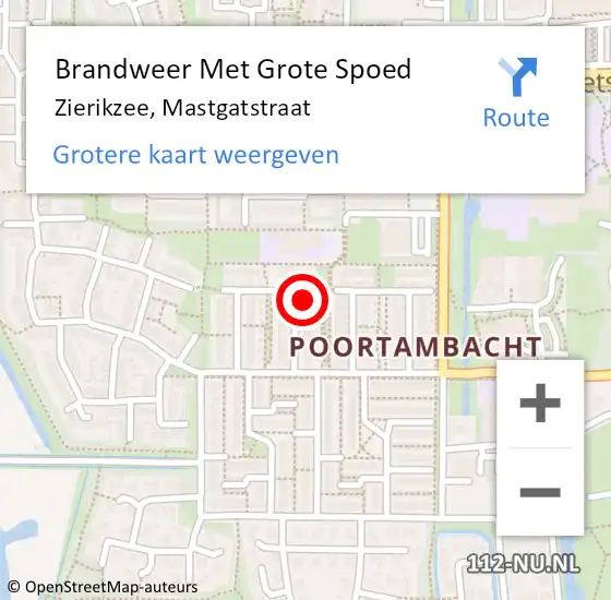 Locatie op kaart van de 112 melding: Brandweer Met Grote Spoed Naar Zierikzee, Mastgatstraat op 23 september 2016 15:27