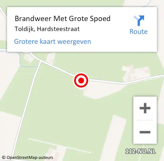 Locatie op kaart van de 112 melding: Brandweer Met Grote Spoed Naar Toldijk, Hardsteestraat op 23 september 2016 15:53