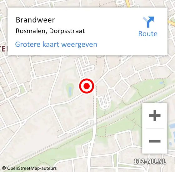 Locatie op kaart van de 112 melding: Brandweer Rosmalen, Dorpsstraat op 23 september 2016 16:29