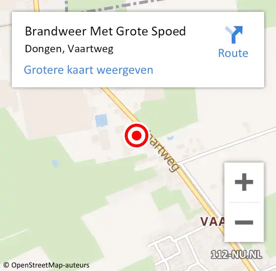 Locatie op kaart van de 112 melding: Brandweer Met Grote Spoed Naar Dongen, Vaartweg op 23 september 2016 16:32