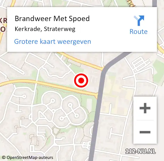 Locatie op kaart van de 112 melding: Brandweer Met Spoed Naar Kerkrade, Straterweg op 23 september 2016 16:55