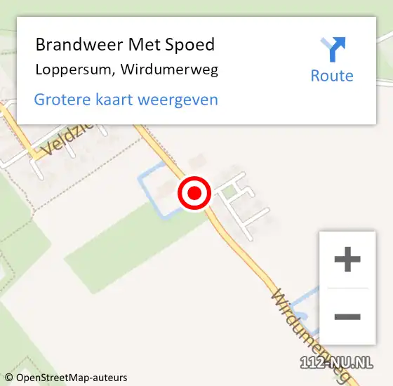 Locatie op kaart van de 112 melding: Brandweer Met Spoed Naar Loppersum, Wirdumerweg op 23 september 2016 17:13