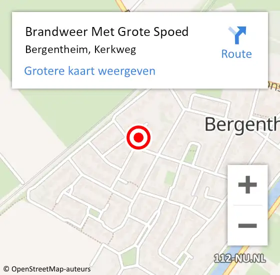 Locatie op kaart van de 112 melding: Brandweer Met Grote Spoed Naar Bergentheim, Kerkweg op 23 september 2016 17:48