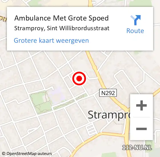 Locatie op kaart van de 112 melding: Ambulance Met Grote Spoed Naar Stramproy, Sint Willibrordusstraat op 23 september 2016 17:58