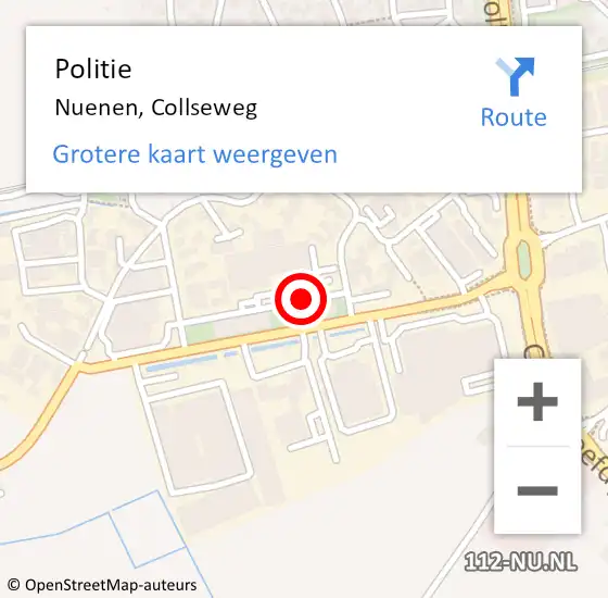 Locatie op kaart van de 112 melding: Politie Nuenen, Collseweg op 23 september 2016 18:05