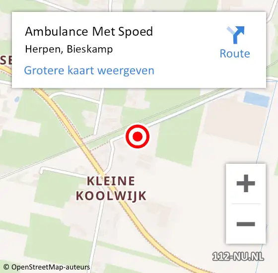 Locatie op kaart van de 112 melding: Ambulance Met Spoed Naar Herpen, Bieskamp op 23 september 2016 18:25