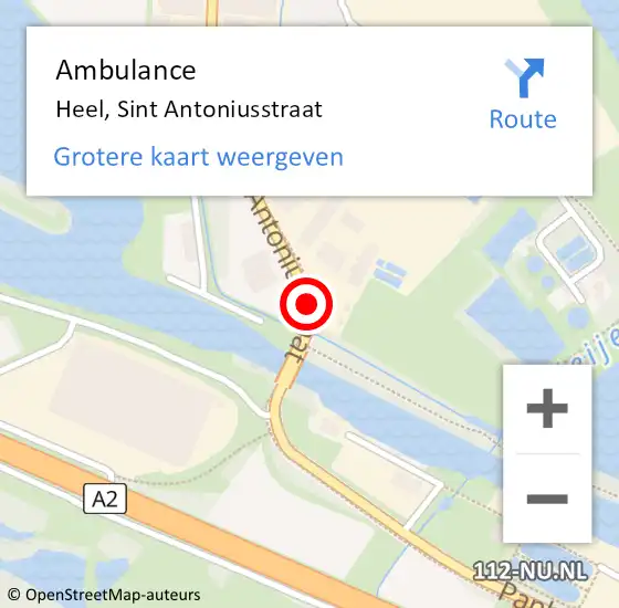 Locatie op kaart van de 112 melding: Ambulance Heel, Sint Antoniusstraat op 23 september 2016 18:30