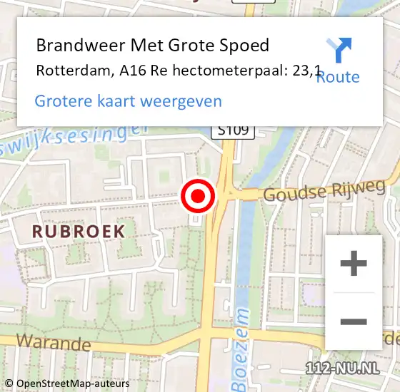 Locatie op kaart van de 112 melding: Brandweer Met Grote Spoed Naar Rotterdam, Rietdekkerweg op 23 september 2016 19:03