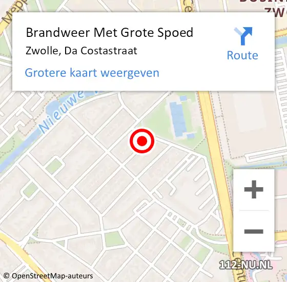 Locatie op kaart van de 112 melding: Brandweer Met Grote Spoed Naar Zwolle, Da Costastraat op 23 september 2016 19:31