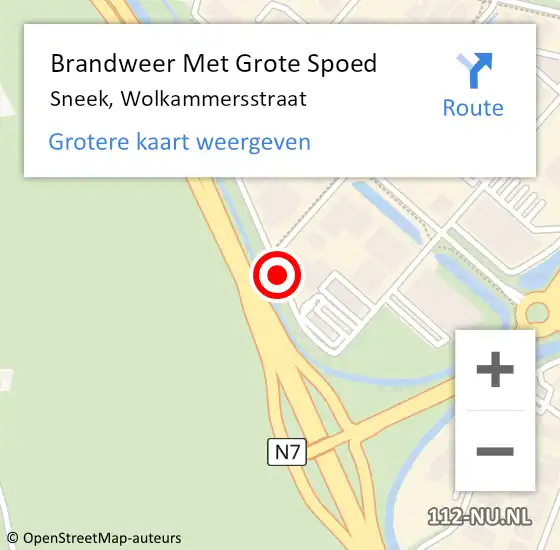 Locatie op kaart van de 112 melding: Brandweer Met Grote Spoed Naar Sneek, Wolkammersstraat op 23 september 2016 19:39