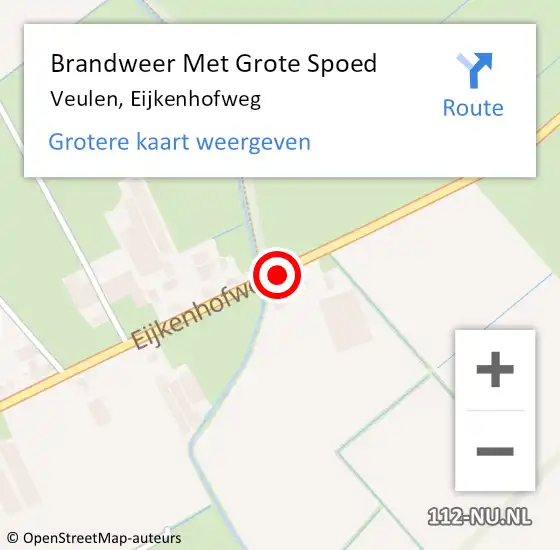 Locatie op kaart van de 112 melding: Brandweer Met Grote Spoed Naar Veulen, Eijkenhofweg op 23 september 2016 20:05
