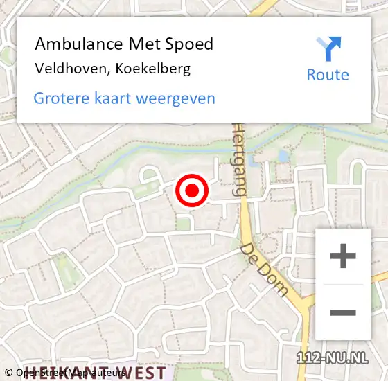 Locatie op kaart van de 112 melding: Ambulance Met Spoed Naar Veldhoven, Koekelberg op 23 september 2016 21:00