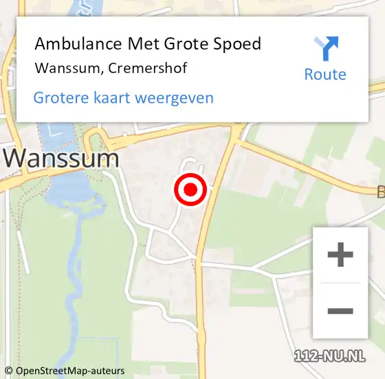 Locatie op kaart van de 112 melding: Ambulance Met Grote Spoed Naar Wanssum, Cremershof op 23 september 2016 21:36