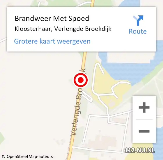Locatie op kaart van de 112 melding: Brandweer Met Spoed Naar Kloosterhaar, Verlengde Broekdijk op 23 september 2016 21:51