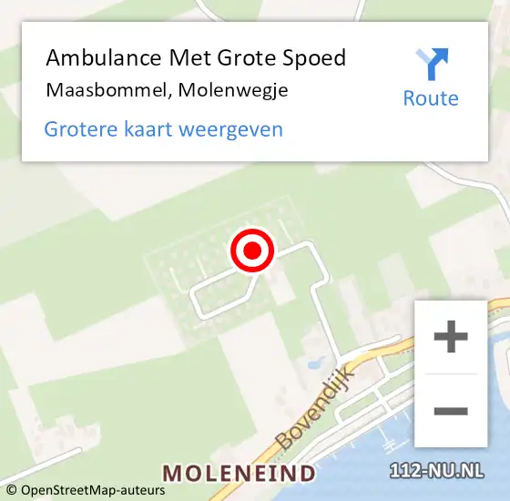 Locatie op kaart van de 112 melding: Ambulance Met Grote Spoed Naar Maasbommel, Molenwegje op 23 september 2016 22:33