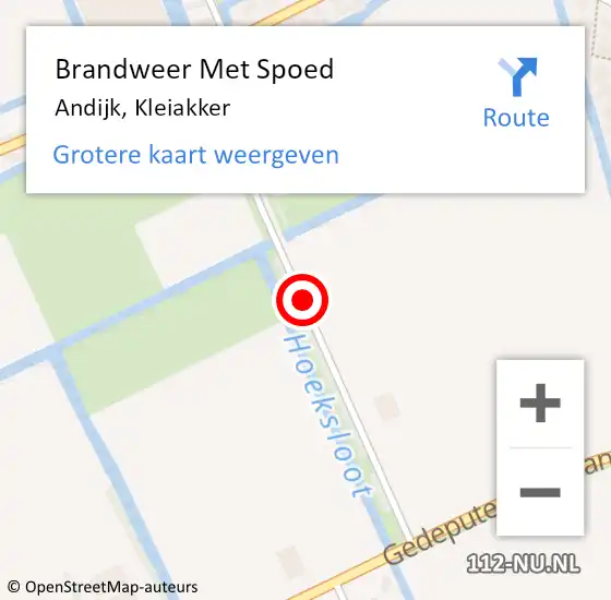 Locatie op kaart van de 112 melding: Brandweer Met Spoed Naar Andijk, Kleiakker op 23 september 2016 22:35