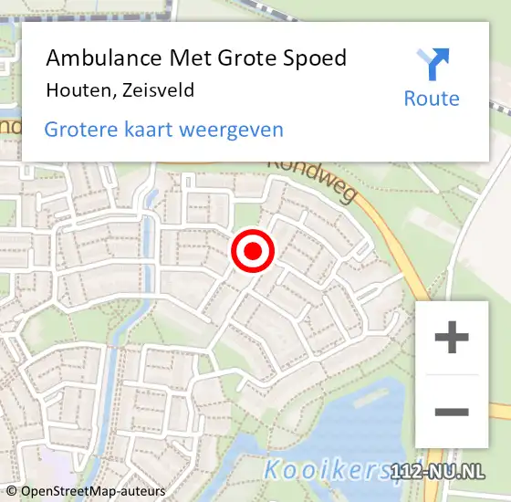 Locatie op kaart van de 112 melding: Ambulance Met Grote Spoed Naar Houten, Zeisveld op 23 september 2016 23:29