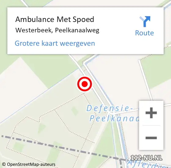 Locatie op kaart van de 112 melding: Ambulance Met Spoed Naar Westerbeek, Peelkanaalweg op 23 september 2016 23:43