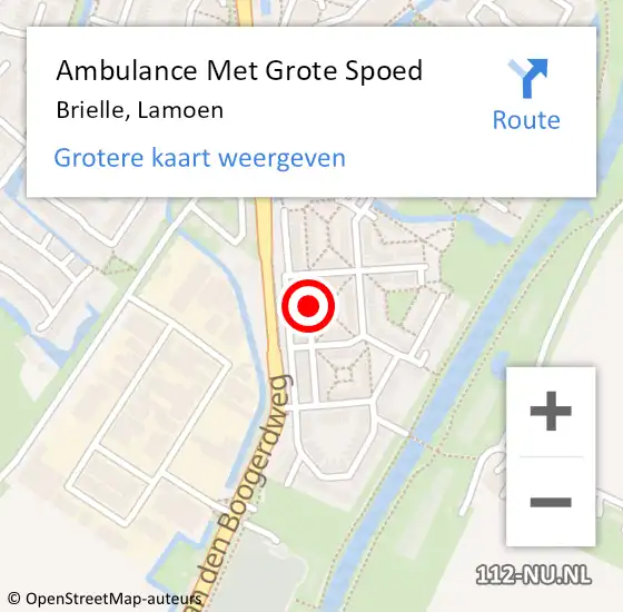Locatie op kaart van de 112 melding: Ambulance Met Grote Spoed Naar Brielle, Lamoen op 24 september 2016 00:14