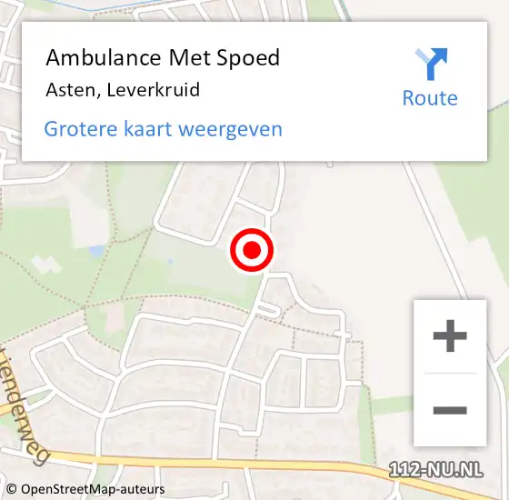 Locatie op kaart van de 112 melding: Ambulance Met Spoed Naar Asten, Leverkruid op 24 september 2016 00:24