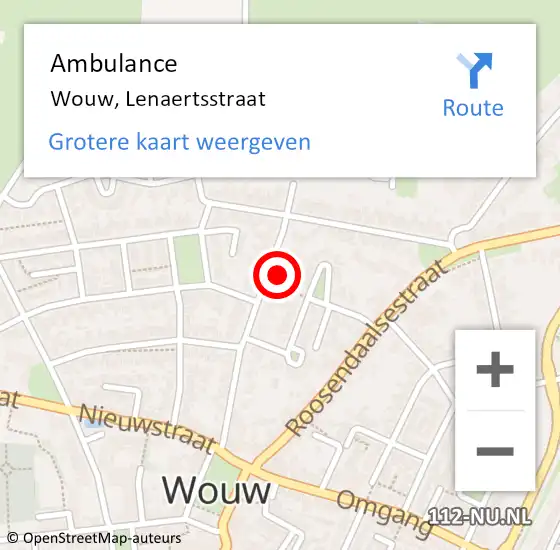 Locatie op kaart van de 112 melding: Ambulance Wouw, Lenaertsstraat op 17 september 2013 12:59