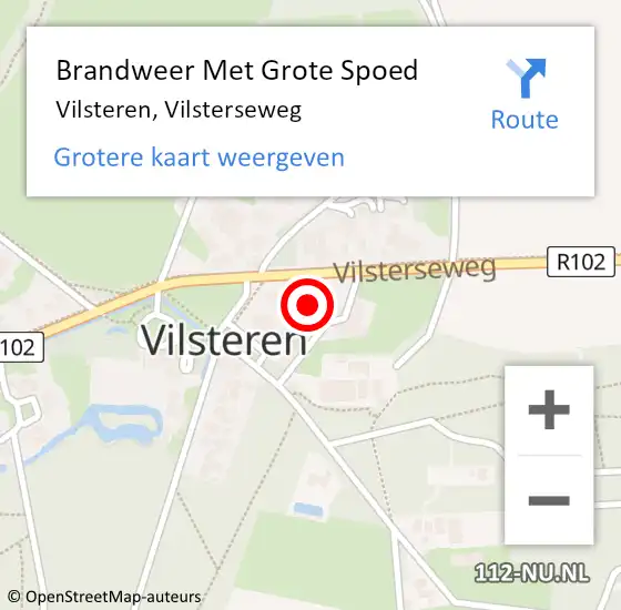 Locatie op kaart van de 112 melding: Brandweer Met Grote Spoed Naar Vilsteren, Vilsterseweg op 24 september 2016 01:22