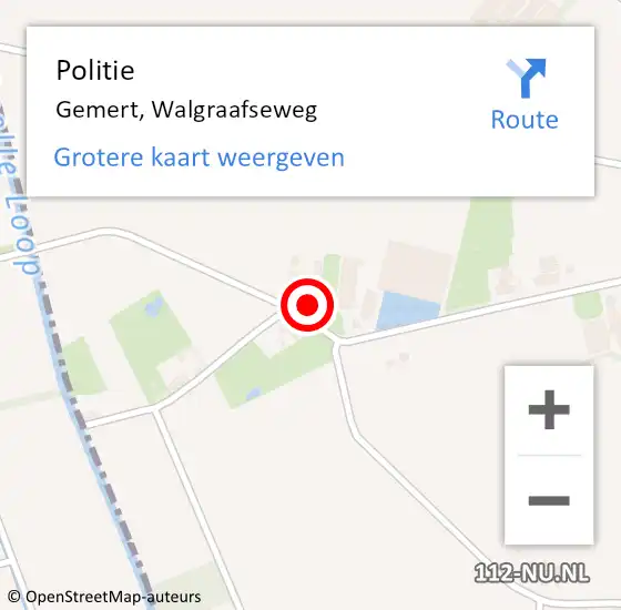 Locatie op kaart van de 112 melding: Politie Gemert, Walgraafseweg op 24 september 2016 02:31