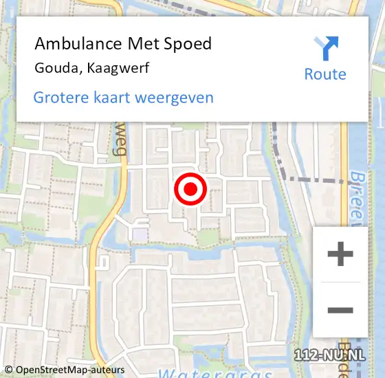 Locatie op kaart van de 112 melding: Ambulance Met Spoed Naar Gouda, Kaagwerf op 24 september 2016 05:43