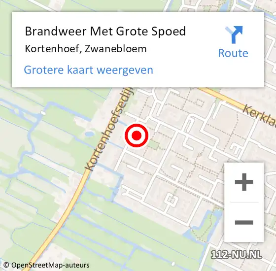 Locatie op kaart van de 112 melding: Brandweer Met Grote Spoed Naar Kortenhoef, Zwanebloem op 24 september 2016 06:17