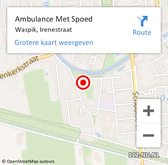 Locatie op kaart van de 112 melding: Ambulance Met Spoed Naar Waspik, Irenestraat op 24 september 2016 07:01