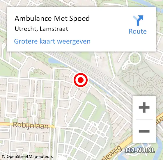 Locatie op kaart van de 112 melding: Ambulance Met Spoed Naar Utrecht, Lamstraat op 24 september 2016 07:06