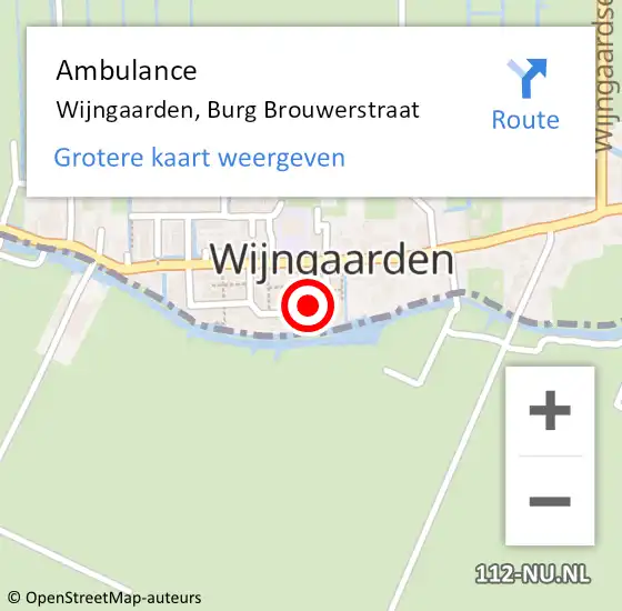 Locatie op kaart van de 112 melding: Ambulance Wijngaarden, Burg Brouwerstraat op 28 december 2013 10:53