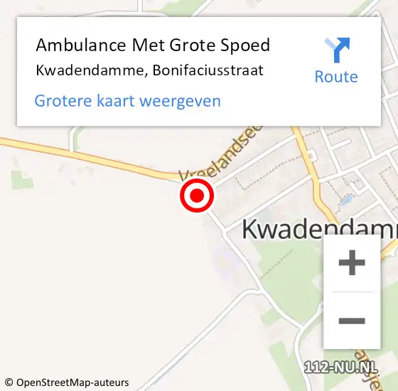 Locatie op kaart van de 112 melding: Ambulance Met Grote Spoed Naar Kwadendamme, Bonifaciusstraat op 24 september 2016 09:08