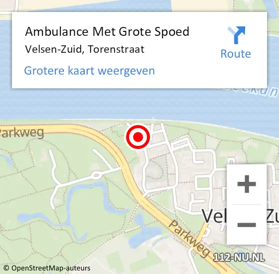 Locatie op kaart van de 112 melding: Ambulance Met Grote Spoed Naar Velsen-Zuid, Torenstraat op 24 september 2016 09:21