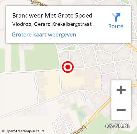 Locatie op kaart van de 112 melding: Brandweer Met Grote Spoed Naar Vlodrop, Gerard Krekelbergstraat op 24 september 2016 10:41