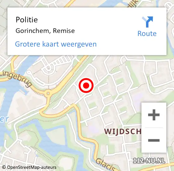 Locatie op kaart van de 112 melding: Politie Gorinchem, Remise op 24 september 2016 12:00