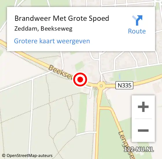 Locatie op kaart van de 112 melding: Brandweer Met Grote Spoed Naar Zeddam, Beekseweg op 24 september 2016 12:12