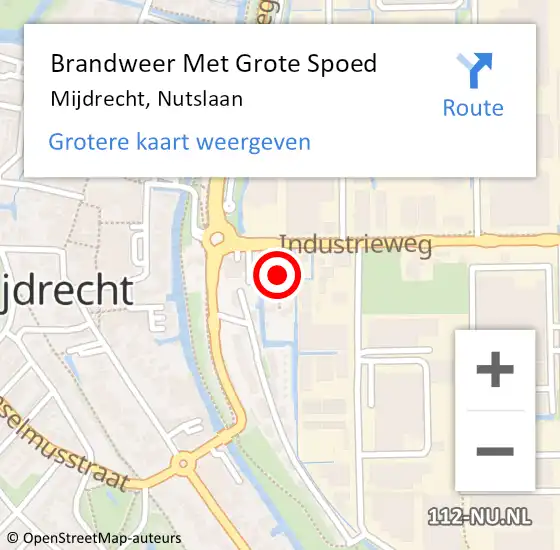 Locatie op kaart van de 112 melding: Brandweer Met Grote Spoed Naar Mijdrecht, Nutslaan op 24 september 2016 12:32