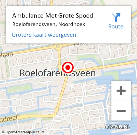 Locatie op kaart van de 112 melding: Ambulance Met Grote Spoed Naar Roelofarendsveen, Noordhoek op 24 september 2016 12:36