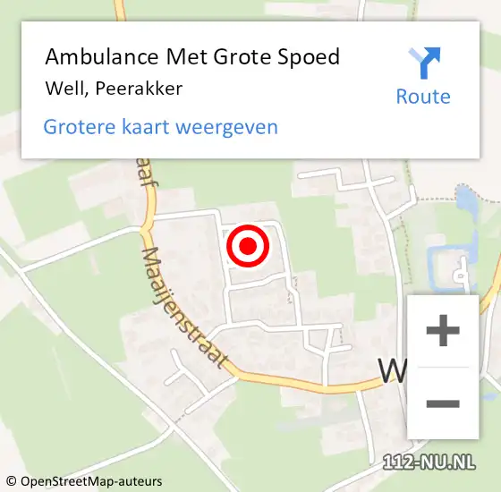 Locatie op kaart van de 112 melding: Ambulance Met Grote Spoed Naar Well, Peerakker op 24 september 2016 12:37