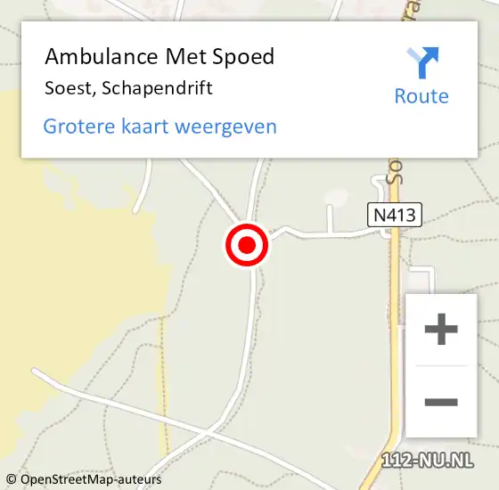 Locatie op kaart van de 112 melding: Ambulance Met Spoed Naar Soest, Schapendrift op 24 september 2016 13:12